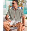 imageCOOFANDY Mens Cotton Linen Shirts Casual Beach Shirts Short Sleeve Button Down Shirts Summer Vacation ShirtsLight Gray