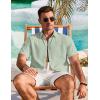 imageCOOFANDY Mens Cotton Linen Shirts Casual Beach Shirts Short Sleeve Button Down Shirts Summer Vacation ShirtsLight Green