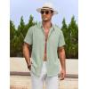 imageCOOFANDY Mens Cotton Linen Shirts Casual Beach Shirts Short Sleeve Button Down Shirts Summer Vacation ShirtsLight Green