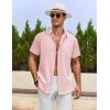 imageCOOFANDY Mens Cotton Linen Shirts Casual Beach Shirts Short Sleeve Button Down Shirts Summer Vacation ShirtsPink