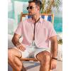 imageCOOFANDY Mens Cotton Linen Shirts Casual Beach Shirts Short Sleeve Button Down Shirts Summer Vacation ShirtsPink