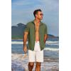 imageCOOFANDY Mens Short Sleeve Button Down Shirt Casual Linen Shirts Summer Beach Vacation Shirt with PocketArmy Green