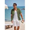 imageCOOFANDY Mens Short Sleeve Button Down Shirt Casual Linen Shirts Summer Beach Vacation Shirt with PocketArmy Green