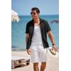 imageCOOFANDY Mens Short Sleeve Button Down Shirt Casual Linen Shirts Summer Beach Vacation Shirt with PocketBlack
