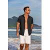 imageCOOFANDY Mens Short Sleeve Button Down Shirt Casual Linen Shirts Summer Beach Vacation Shirt with PocketBlack