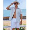 imageCOOFANDY Mens Short Sleeve Button Down Shirt Casual Linen Shirts Summer Beach Vacation Shirt with PocketBlue
