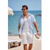 imageCOOFANDY Mens Short Sleeve Button Down Shirt Casual Linen Shirts Summer Beach Vacation Shirt with PocketBlue