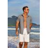 imageCOOFANDY Mens Short Sleeve Button Down Shirt Casual Linen Shirts Summer Beach Vacation Shirt with PocketBrown