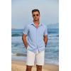 imageCOOFANDY Mens Short Sleeve Button Down Shirt Casual Linen Shirts Summer Beach Vacation Shirt with PocketClear Blue