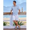 imageCOOFANDY Mens Short Sleeve Button Down Shirt Casual Linen Shirts Summer Beach Vacation Shirt with PocketClear Blue