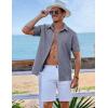 imageCOOFANDY Mens Short Sleeve Button Down Shirt Casual Linen Shirts Summer Beach Vacation Shirt with PocketDark Blue Grey