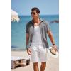 imageCOOFANDY Mens Short Sleeve Button Down Shirt Casual Linen Shirts Summer Beach Vacation Shirt with PocketDark Grey