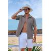 imageCOOFANDY Mens Short Sleeve Button Down Shirt Casual Linen Shirts Summer Beach Vacation Shirt with PocketDark Grey
