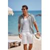 imageCOOFANDY Mens Short Sleeve Button Down Shirt Casual Linen Shirts Summer Beach Vacation Shirt with PocketGrey