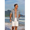 imageCOOFANDY Mens Short Sleeve Button Down Shirt Casual Linen Shirts Summer Beach Vacation Shirt with PocketGrey