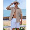imageCOOFANDY Mens Short Sleeve Button Down Shirt Casual Linen Shirts Summer Beach Vacation Shirt with PocketKhaki
