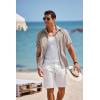 imageCOOFANDY Mens Short Sleeve Button Down Shirt Casual Linen Shirts Summer Beach Vacation Shirt with PocketKhaki