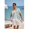 imageCOOFANDY Mens Short Sleeve Button Down Shirt Casual Linen Shirts Summer Beach Vacation Shirt with PocketLeaf