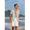 imageCOOFANDY Mens Short Sleeve Button Down Shirt Casual Linen Shirts Summer Beach Vacation Shirt with PocketLeaf