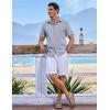imageCOOFANDY Mens Short Sleeve Button Down Shirt Casual Linen Shirts Summer Beach Vacation Shirt with PocketLight Denim Blue