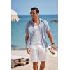 imageCOOFANDY Mens Short Sleeve Button Down Shirt Casual Linen Shirts Summer Beach Vacation Shirt with PocketLight Denim Blue