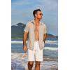 imageCOOFANDY Mens Short Sleeve Button Down Shirt Casual Linen Shirts Summer Beach Vacation Shirt with PocketLight Khaki