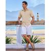 imageCOOFANDY Mens Short Sleeve Button Down Shirt Casual Linen Shirts Summer Beach Vacation Shirt with PocketLight Khaki