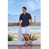 imageCOOFANDY Mens Short Sleeve Button Down Shirt Casual Linen Shirts Summer Beach Vacation Shirt with PocketNavy Blue