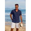 imageCOOFANDY Mens Short Sleeve Button Down Shirt Casual Linen Shirts Summer Beach Vacation Shirt with PocketNavy Blue