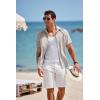 imageCOOFANDY Mens Short Sleeve Button Down Shirt Casual Linen Shirts Summer Beach Vacation Shirt with PocketStone