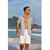 imageCOOFANDY Mens Short Sleeve Button Down Shirt Casual Linen Shirts Summer Beach Vacation Shirt with PocketStone