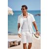 imageCOOFANDY Mens Short Sleeve Button Down Shirt Casual Linen Shirts Summer Beach Vacation Shirt with PocketWhite