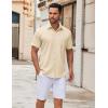 imageCOOFANDY Mens Short Sleeve Button Down Shirt Wrinkle Free Dress Shirts Casual Summer Untucked ShirtBeige