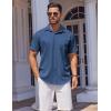 imageCOOFANDY Mens Short Sleeve Button Down Shirt Wrinkle Free Dress Shirts Casual Summer Untucked ShirtDeep Blue
