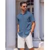 imageCOOFANDY Mens Short Sleeve Button Down Shirt Wrinkle Free Dress Shirts Casual Summer Untucked ShirtDemin Blue