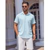 imageCOOFANDY Mens Short Sleeve Button Down Shirt Wrinkle Free Dress Shirts Casual Summer Untucked ShirtLight Blue