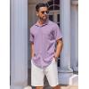 imageCOOFANDY Mens Short Sleeve Button Down Shirt Wrinkle Free Dress Shirts Casual Summer Untucked ShirtLight Purple