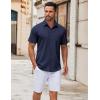 imageCOOFANDY Mens Short Sleeve Button Down Shirt Wrinkle Free Dress Shirts Casual Summer Untucked ShirtNavy Blue