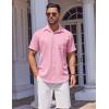 imageCOOFANDY Mens Short Sleeve Button Down Shirt Wrinkle Free Dress Shirts Casual Summer Untucked ShirtPink