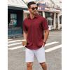 imageCOOFANDY Mens Short Sleeve Button Down Shirt Wrinkle Free Dress Shirts Casual Summer Untucked ShirtWine Red