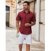 imageCOOFANDY Mens Short Sleeve Button Down Shirt Wrinkle Free Dress Shirts Casual Summer Untucked ShirtWine Red