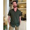 imageCOOFANDY Mens Short Sleeve Dress Shirts Wrinkle Free Button Down Shirts Stain Shield Shirts with PocketDark Army Green