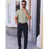 imageCOOFANDY Mens Short Sleeve Dress Shirts Wrinkle Free Button Down Shirts Stain Shield Shirts with PocketLight Green