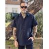 imageCOOFANDY Mens Short Sleeve Dress Shirts Wrinkle Free Button Down Shirts Stain Shield Shirts with PocketNavy Blue