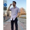 imageCOOFANDY Mens Short Sleeve Dress Shirts Wrinkle Free Button Down Shirts Stain Shield Shirts with PocketPurple