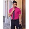 imageCOOFANDY Mens Short Sleeve Dress Shirts Wrinkle Free Button Down Shirts Stain Shield Shirts with PocketRose Red