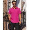 imageCOOFANDY Mens Short Sleeve Dress Shirts Wrinkle Free Button Down Shirts Stain Shield Shirts with PocketRose Red