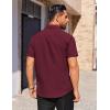 imageCOOFANDY Mens Short Sleeve Dress Shirts Wrinkle Free Button Down Shirts Stain Shield Shirts with PocketWine Red