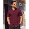 imageCOOFANDY Mens Short Sleeve Dress Shirts Wrinkle Free Button Down Shirts Stain Shield Shirts with PocketWine Red