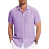 imageCOOFANDY Mens Button Down Shirt Short Sleeve Casual Shirts for Summer Beach Vacation ShirtsLight Purple